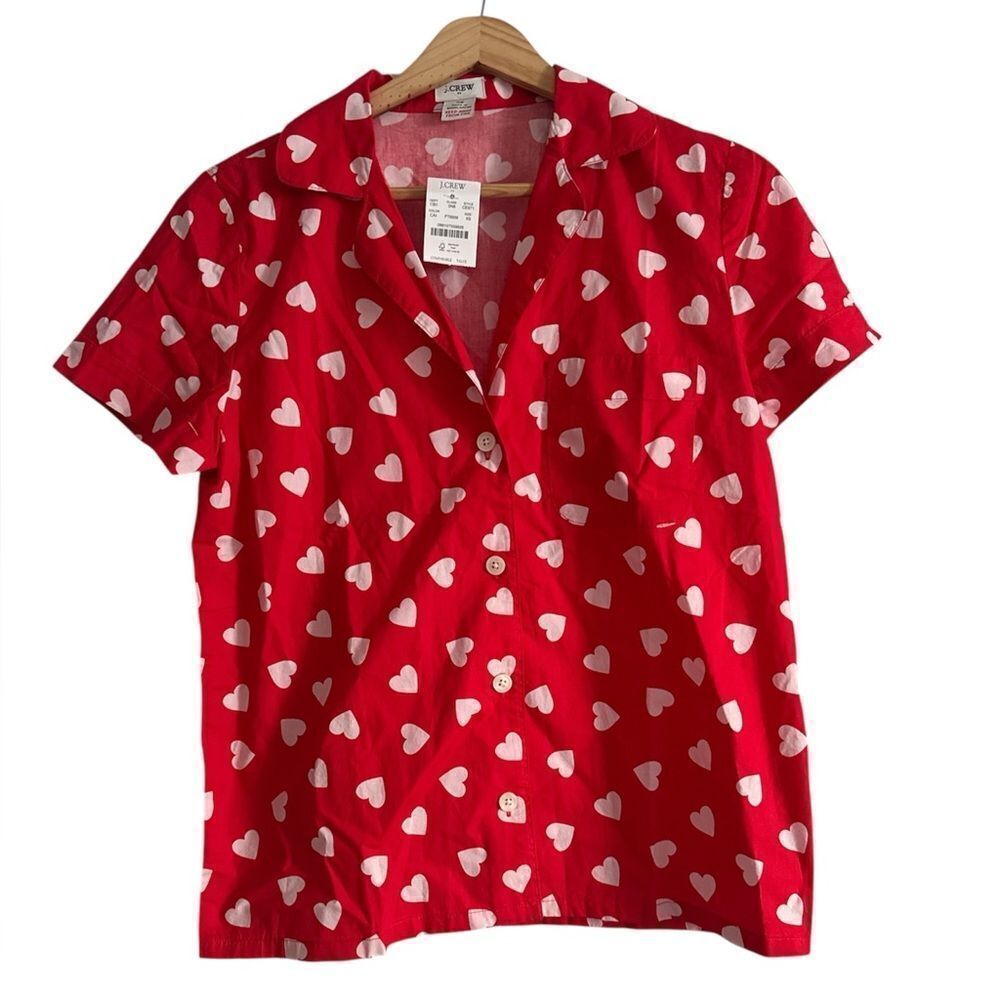 J. Crew Red Heart Print Pajama set NWT